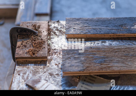 Close up de planches en bois en usine, Jiangsu, Chine Banque D'Images