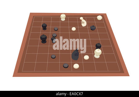 Illustration de l'échiquier et les pièces d'un jeu Banque D'Images