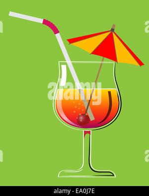 Cocktail coloré vecteur illustration sur fond gren Illustration de Vecteur