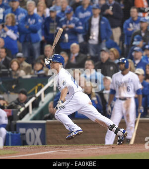 Kansas City, Missouri, États-Unis. 29 Oct, 2014. Norichika Aoki (Royals) MLB : Norichika Aoki des Royals de Kansas City les chauves-souris pendant la partie 7 de la Ligue Majeure de Baseball 2014 World Series contre les Giants de San Francisco au Kauffman Stadium à Kansas City, Missouri, United States . © AFLO/Alamy Live News Banque D'Images