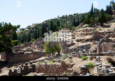 Ruines antiques et Delphes Temple d'Apollo Banque D'Images