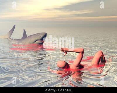 Shark attack - 3D render Banque D'Images