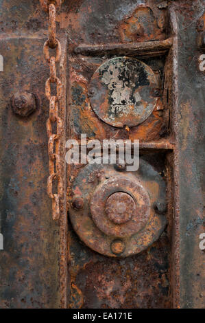 Détail d'un morceau de machines rouillées, Charlestown, St Austell, Cornwall. Banque D'Images