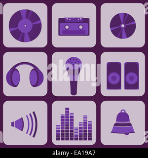 Collection de jeu neuf purple music icons Banque D'Images