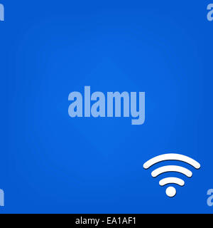 Fond bleu avec symbole Wi fi Banque D'Images