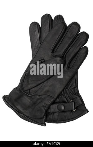 Gants en cuir noir Banque D'Images