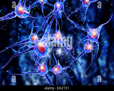 3d illustration de virus d'attaquer les cellules nerveuses Banque D'Images