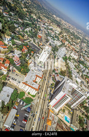 LOS ANGELES, CA - août 1 : Vue aérienne de la bande de Sunset Boulevard à Los Angeles, Californie le 1 août 1995. Banque D'Images