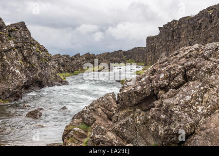 L'Islande Golden Circle plaques tectoniques et les ruisseaux à Þingvellir Banque D'Images