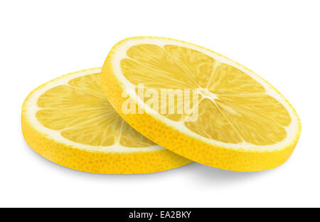 Tranche de citron isolatad sur un fond blanc. Clipping Path Banque D'Images