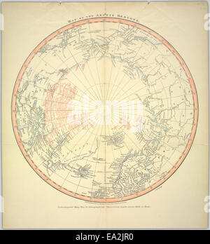 Cette carte historique présente les régions arctiques, mettant en évidence les caractéristiques géographiques et les limites de la partie la plus septentrionale du monde. Il s'agit d'un outil essentiel pour comprendre l'exploration précoce de l'Arctique et les défis auxquels sont confrontés les explorateurs dans ces régions éloignées. Banque D'Images
