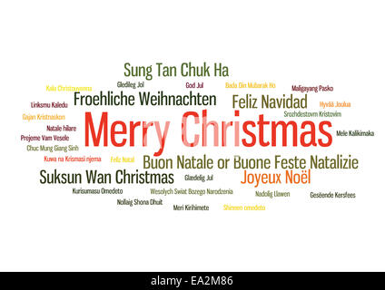 Joyeux Noël 2015 tag cloud mot arbre dans beaucoup de chemin Banque D'Images