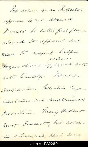 Une lettre de John Burdon-Sanderson à Charles Darwin, datée du 14 avril 1875. La correspondance aborde des questions scientifiques liées à la biologie évolutive, reflétant l'échange académique entre deux personnalités éminentes de la science. Banque D'Images