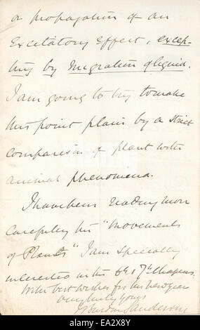 Lettre, Jean Burdon-Sanderson à Charles R. Darwin, 31 Décembre 1880 Page 4 Banque D'Images