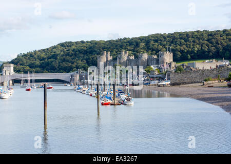 Château de Conwy, Site du patrimoine mondial de l'UNESCO, et le port, Conwy, Pays de Galles, Royaume-Uni, Europe Banque D'Images