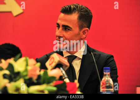 Fabio Cannavaro Guangzhou Evergrande servira comme entraîneur en chef à Guangzhou, Guangdong, Chine, le 03 novembre, 2014. Banque D'Images