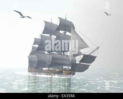 Ancien navire marchand - 3D render Banque D'Images
