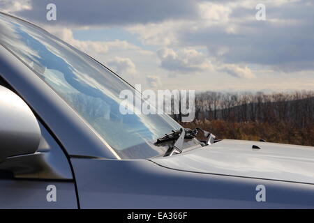 Pare-brise de la voiture d'un essuyage. Banque D'Images