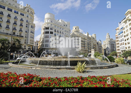 Place de l'hôtel de ville, Valencia, Espagne Banque D'Images