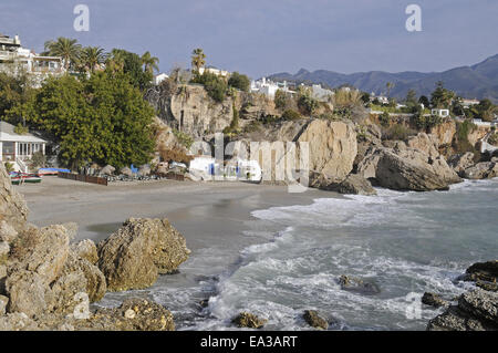 Playa Calahonda, plage, Nerja, Espagne Banque D'Images