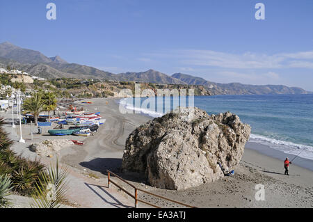 Playa Burriana, plage, Nerja, Espagne Banque D'Images