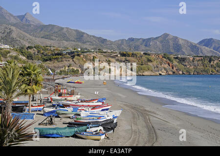 Playa Burriana, plage, Nerja, Espagne Banque D'Images