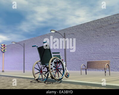 Obstacle pour fauteuil roulant - 3D render Banque D'Images