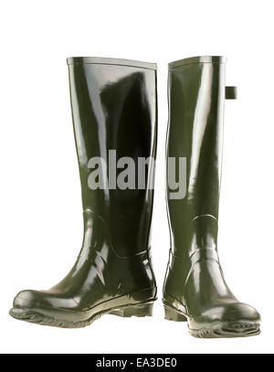 Nouvelle paire de bottes wellington wellies vert Banque D'Images