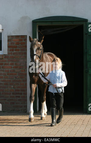 Fille avec stallion Banque D'Images
