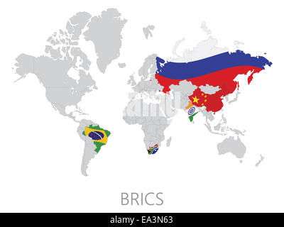 Bric sur carte du monde Banque D'Images