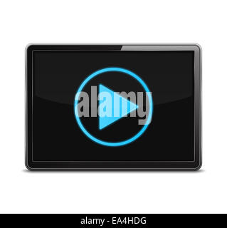 Écran avec bouton play Banque D'Images
