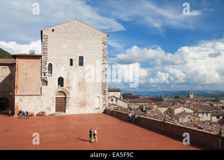 Palais du podestat de la Piazza Grande, Gubbio, Ombrie, Italie Banque D'Images