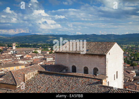 Palais du Podestat et afficher de Gubbio, en Ombrie, Italie Banque D'Images