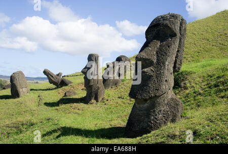 Moais, le fameux Têtes de pierre sur l'île de Rapa Nui plus communément connu sous le nom de Île de Pâques Banque D'Images