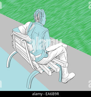 L'homme sur le banc Banque D'Images