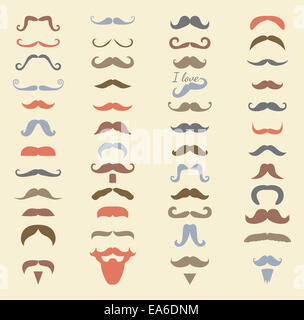 Moustache couleur icon set Banque D'Images