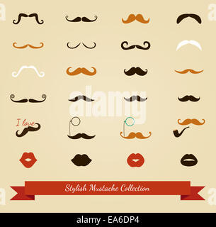 Moustache couleur icon set Banque D'Images