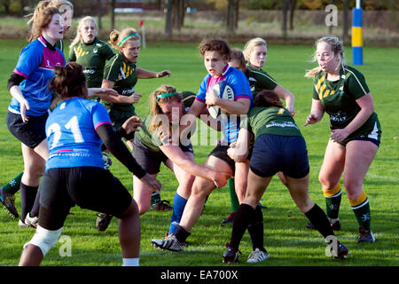 Le sport universitaire, Women's Rugby Union, UK Banque D'Images