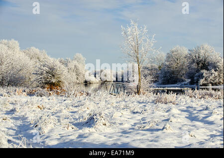 Belle journée ensoleillée en hiver sur l'Erne, Co. Cavan , Irlande Banque D'Images