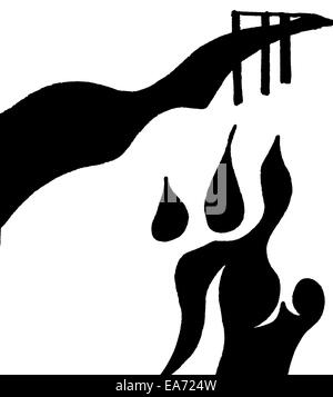 Modèle d'encre neuf, motif abstrait, noir et blanc à l'encre. Paysage de la route. Banque D'Images