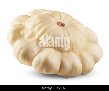 Patty pan Squash sur fond blanc. Clipping Path Banque D'Images