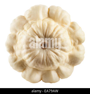 Patty pan Squash sur fond blanc. Clipping Path Banque D'Images