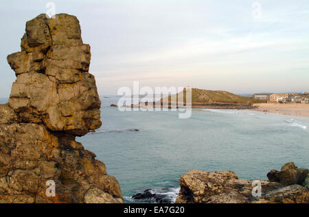 Clodgy Point Plage Porthmeor et St Ives chef St Ives Cornwall England West Penwith Banque D'Images