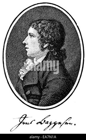 Jens Immanuel Baggesen, 1764 - 1826, un écrivain danois, traducteur des lumières et de la Révolution française, Jen von Portrait Banque D'Images