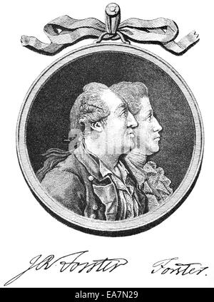 Père et fils, Johann Reinhold Forster Forster, 1729-1798, naturaliste et pasteur Eglise protestante luthérienne, Johann Georg Adam Forster Banque D'Images