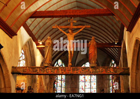 L'église de Lampaul-Guimiliau fermer cloître (Breton : Lambaol-Gwimilio) Département de la France Banque D'Images