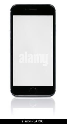 Espace Apple iPhone 6 gris montrant écran vide. Banque D'Images