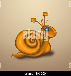 Cute cartoon orange avec des yeux bleus d'escargots Banque D'Images