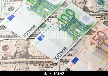 Image horizontale de l'euro dollar et l'arrière-plan Banque D'Images