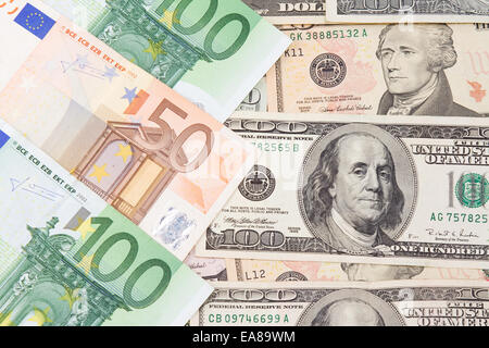Série de billets euro et dollar Banque D'Images